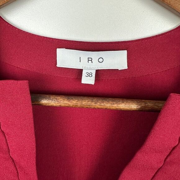 IRO Luana Lace-Up Crepe Top in Wine Size 38 - Picture 7 of 10